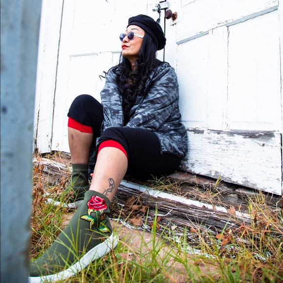 Rose Embroidered Sock Boots - Picture 3 of 4